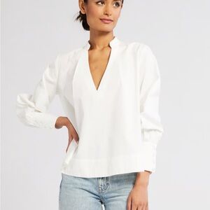 Mille White V-Neck Blouse